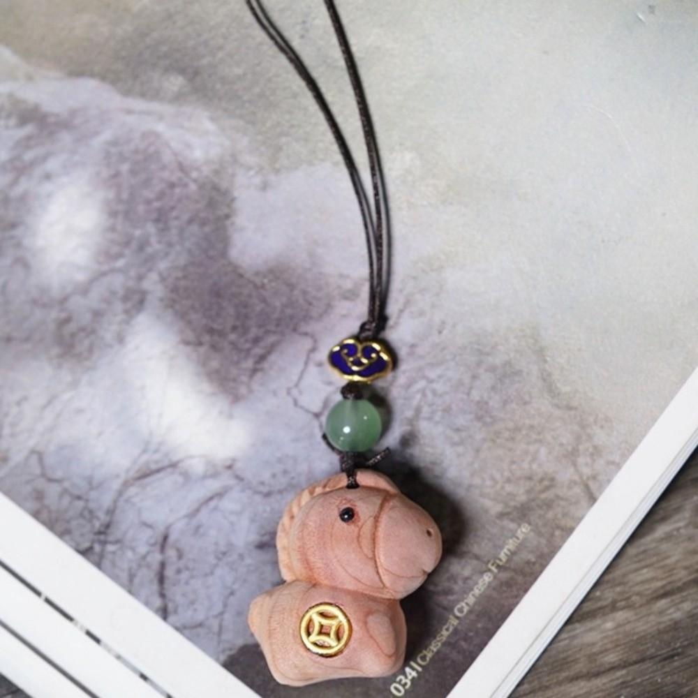 Pendentif de Sac Zodiaque Dessin Animé Bois Chaîne de Téléphone Devenir Riche Cheval Porte-Clés Nouvel An