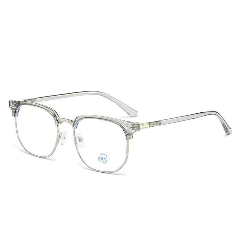 Pochromic Anti-blue Light Glasses Men Fashion Rectangle Semi Rimless Eyewear For Women Office Computer Goggle