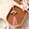 Handcrafted Song Brocade Fan Pendant with Tassel for Hanfu or Keychain