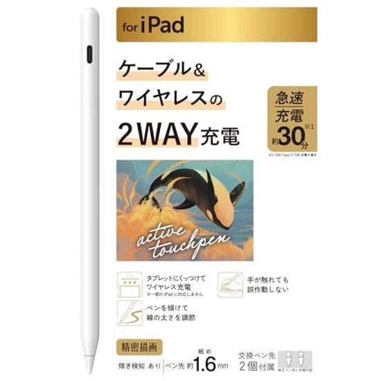 Elecom Touch Pen Wireless Charging Magnetic Attachment Compatible iPad A16 7 8 9 10 Pro 11 12.9 13 Inches Air 3 4 5 1113 Mini 6 Pencil Palm Rejection