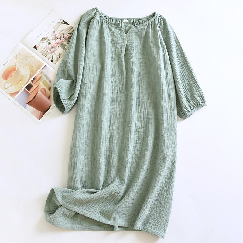 Solid Color Women's Summer Round Neck Cotton Nightgown Plus Size Loose Home Night Wear Dresses for Women Sleepwear