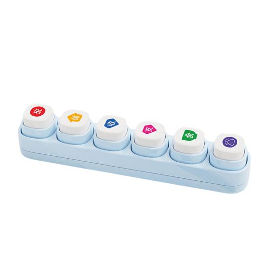 1 set mini-stämplar för planerare 6 designer Självfärgande stämplar Söta plaststämplar för dagbokföring Scrapbooking Planerare DIY-hantverk