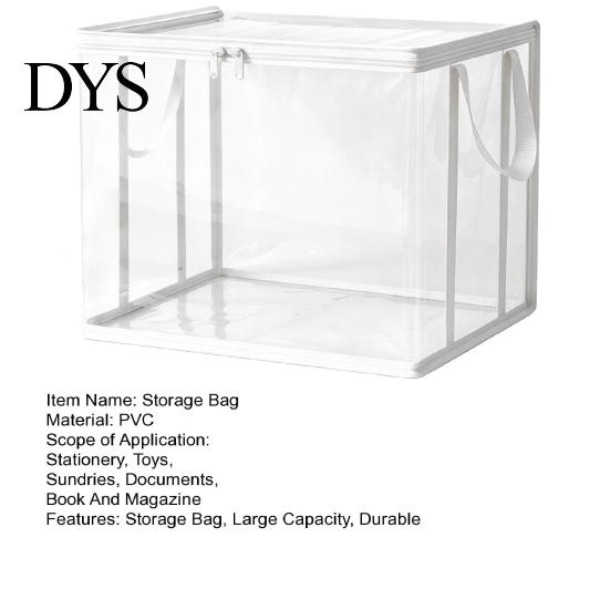 Visual Book Storage Bag Clothes Bag, with Lid And Handles, Large Capacity Dustproof Kids Toy Organizer Organizer, Transparent PVC Container for Toys