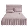 2025 Princess Lace Quilted Bedspread Set: Single Bed, Skirt, & Headboard Cover - Washed Cotton