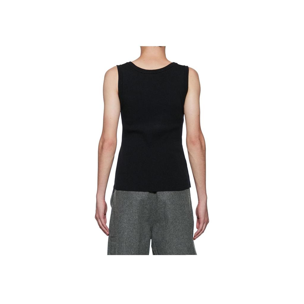 Onitsuka Tiger Tank Top Solid Color U-Neck Pullover Vest Unisex Tops Black 2183B210-001