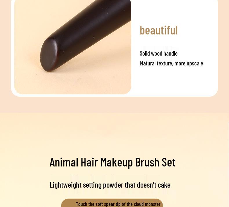 14-Piece Animal Hair Makeup Brush Set - Skin-Friendly Wool Powder Brushes