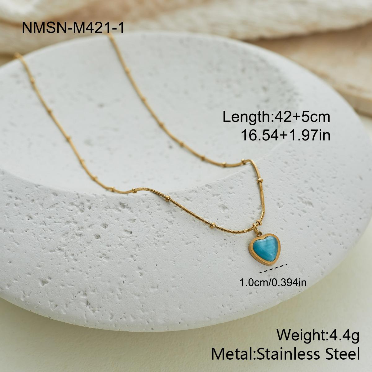 GEMCHIC Women s Stainless Steel Drop Cat s Eye Pendant Necklace Fashion Light Luxury Chain Necklace
