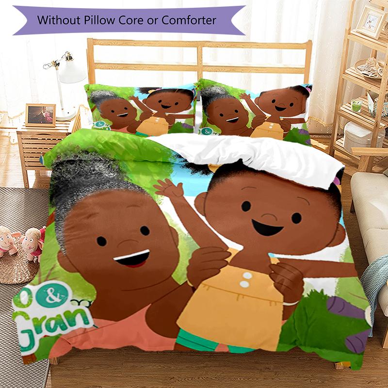 3pcs Jojo And Gran Gran Bedding Set Duvet Cover Closure Includes 1 Duvet Cover & 2 Pillowcases, Soft and Comfortable for All Seasons.