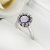2021 Shinning Purple Crystal Silver Color Ring  From Austria CZ For Women Bague Luxury Flower