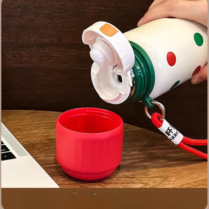 Student Thermos Cup Christmas Stylish Cup Steel Girls Portable Compact Double Drinking Cup with Straw Durable Durable