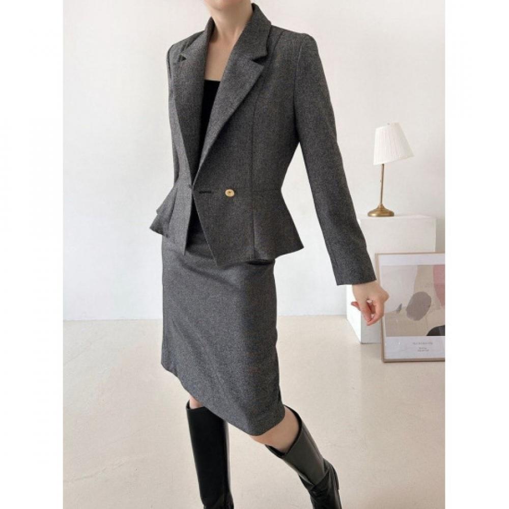 Style Latte Women H Line Midi Skirt Basic Span Slit