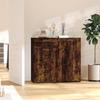 High Sideboard - Smoked Oak - 80x36x75 Cm - Engineered Wood - 2 Doors - Contemporary Style