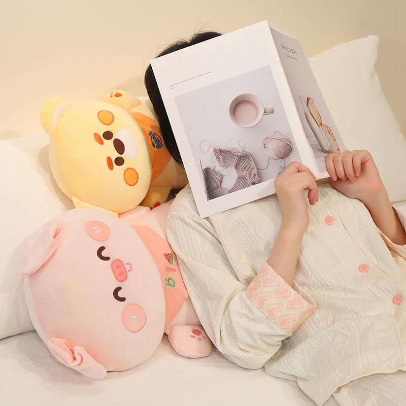 Aninimal Plush Pillow 60/80Cm Rabbit Pig Bear Stuffed Cushion Kawaii Home Decor Toys Accompany Sleep Toy Birthday Surprise Gift