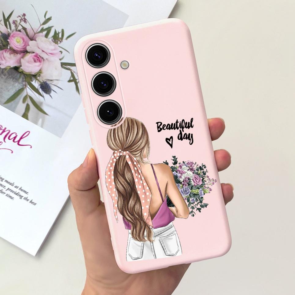 Pour Coque Samsung Galaxy S24 Pare-chocs Étui Samsung S24+ S24 Plus S24 Ultra Téléphone Coques Étui Jelly Fille Fleur Papillon Étui Souple