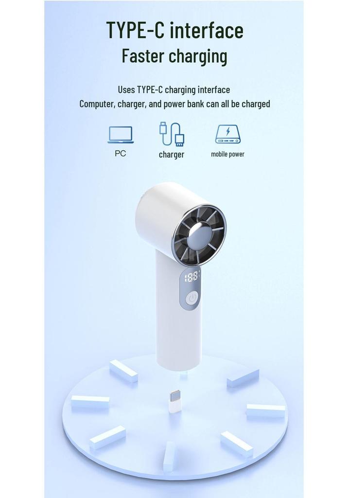 Bladeless High-Speed Portable Handheld Fan with Long-Lasting Turbine