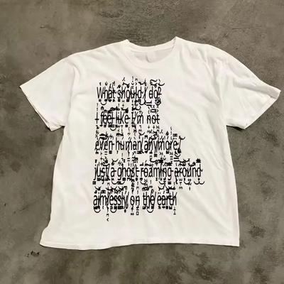 Y2K Style Aesthetic Streetwear Men's Casual Gothic Grunge Letter Print Short Sleeve T-Shirt Retro 2000s Cropped Top Vintage