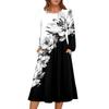 Women's fashionable loose retro printed round-neck dress