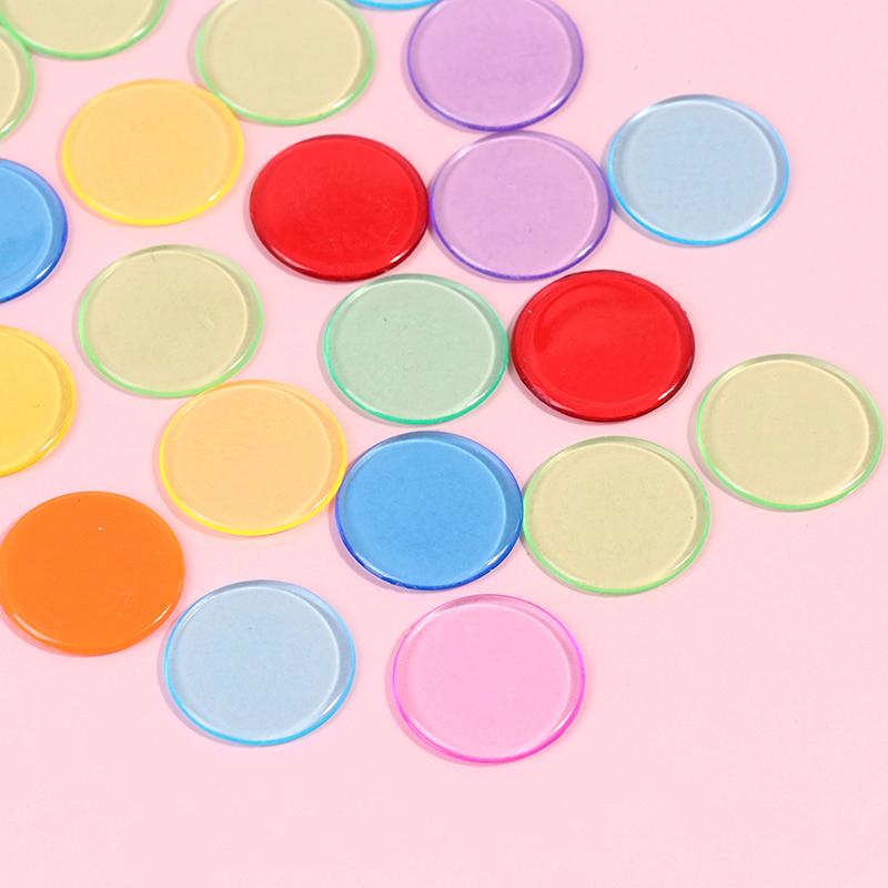 100Pcs Transparent Color Counters Counting Bingo Chips Plastic Supplies Counters