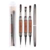 Sandalwood Dual-Ended Nail Art Brush: Multifunctional Gel Builder & Liner Tool for Nail Salons - Square/Round Tips