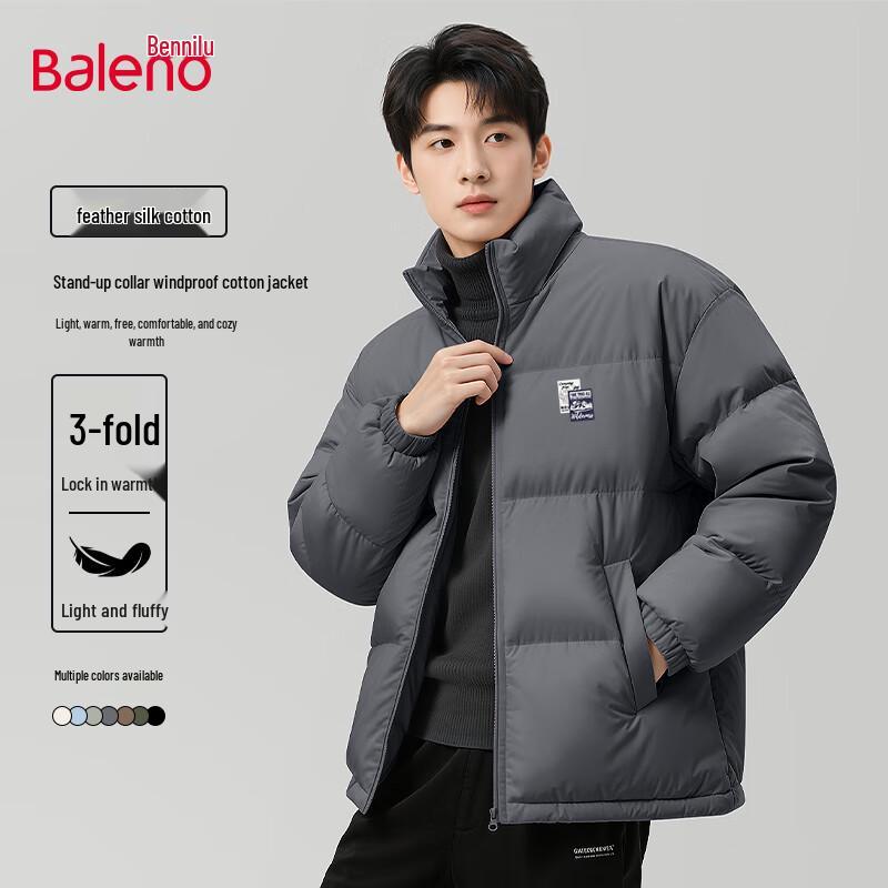 

Baleno Men s Fleece-lined Padded Stand Collar Winter Jacket 4XL