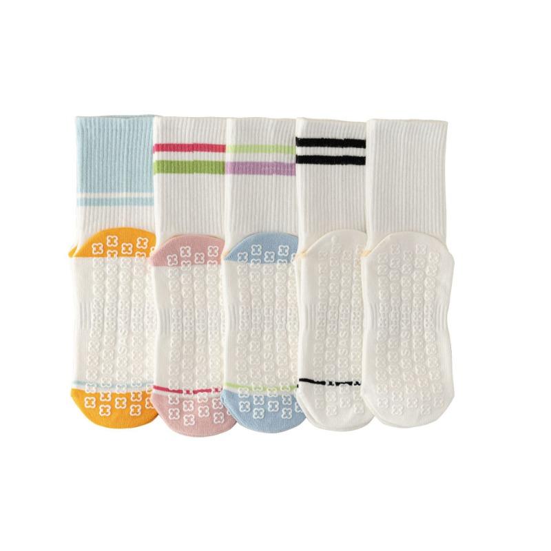 Yoga Socks, Women's Pilates Professional Sports Mid-calf Socks, Shock-absorbing Silicone Anti-slip Color-blocked Long Calf Socks