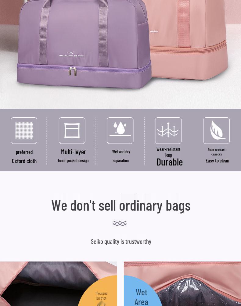 Large Capacity Wet & Dry Separation Travel Storage Bag for Students