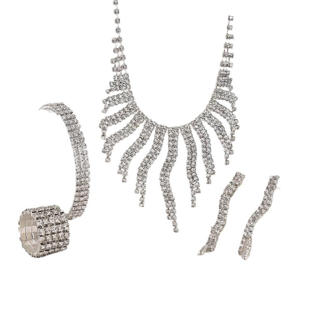 Luxuriöses Strass Brautschmuckset: Halskette & Ohrringe für Hochzeiten und Veranstaltungen