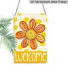 2D Flat, 1pc Colorful "Welcome" Flower Metal Wall Art Sign - 8*12 Inch Aluminium Boho Floral Decor, Polka Dot Orange Flower Plaque, Perfect for