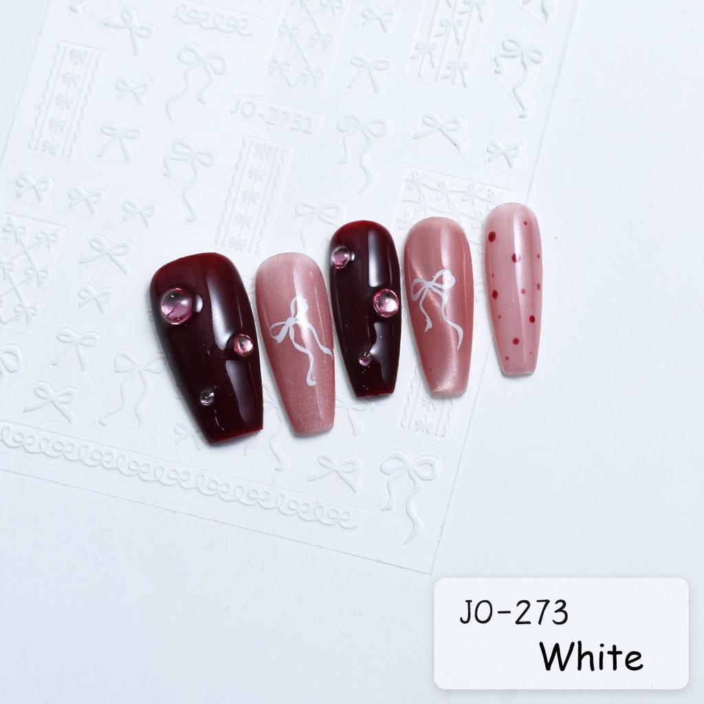 1Sheet Bowknot Lace Ribbon Nail Art Stickers Korean Sweet Style 3D Relief Art Decoration Self Adhesive Nails Decals