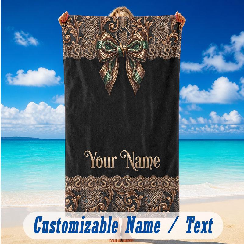 Decorative Artwork Theme Beach Towel Personalized Custom Name & Text Soft Quick Dry Beach Towel for Swimming Travel