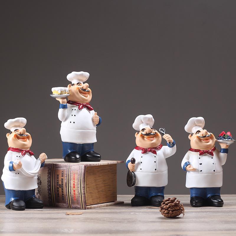 Creative Resin Chef Figurine Decoration Ornament For Kitchen Restaurant And Cafe Display