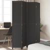 4 Piece Black Solid Wood Folding Screen Paulownia