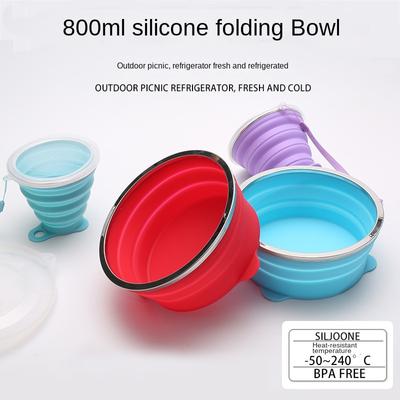 Ciotola pieghevole in silicone per esterni di grande capacità, materiale per uso alimentare, design portatile, ciotola pieghevole