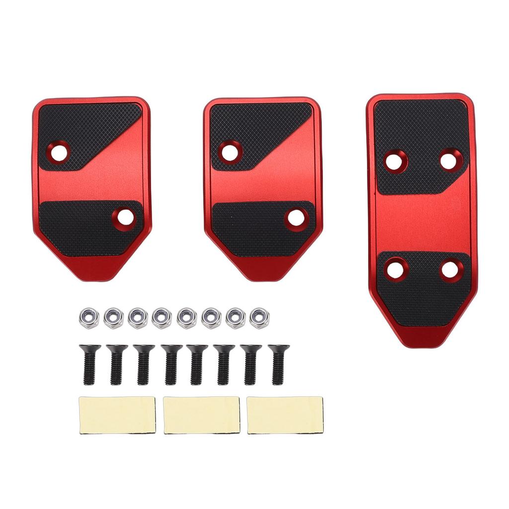 Accelerator Brake Clutch Pedal Covers Non Slip Rubber and Aluminum Stylish Car Foot Pedal Pads Red
