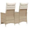 Garden Sofa 2 Seater Adjustable with Table Beige Poly Rattan