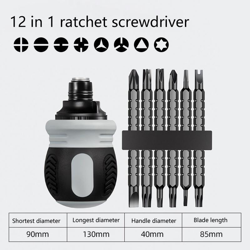 Ratchet Screwdriver Set Short Shaped Radish Head High Hardness Labor-Saving Multi-Functional Dual-Purpose