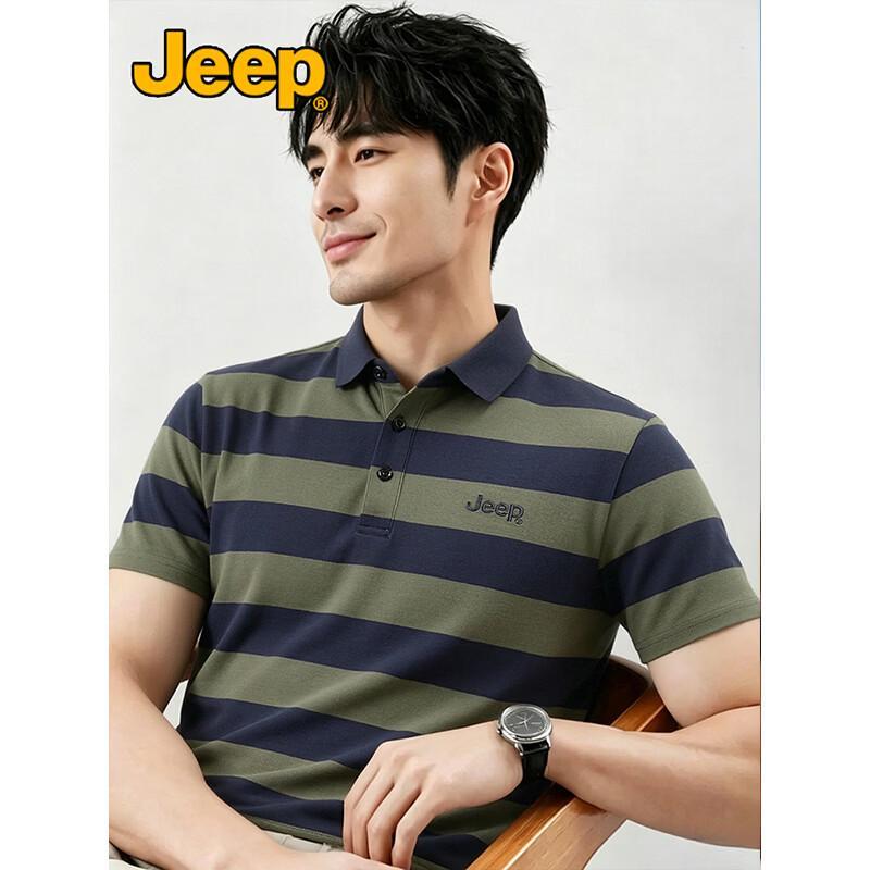 JEEP Men s Pearl Cotton Wrinkle-Resistant Short Sleeve Polo 4XL