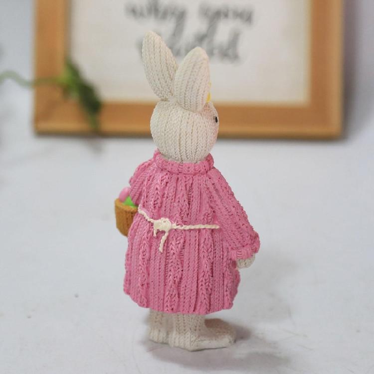 Easter Bunny Figurine Resin Woven Rabbit Statue Party Background Decor Accessory