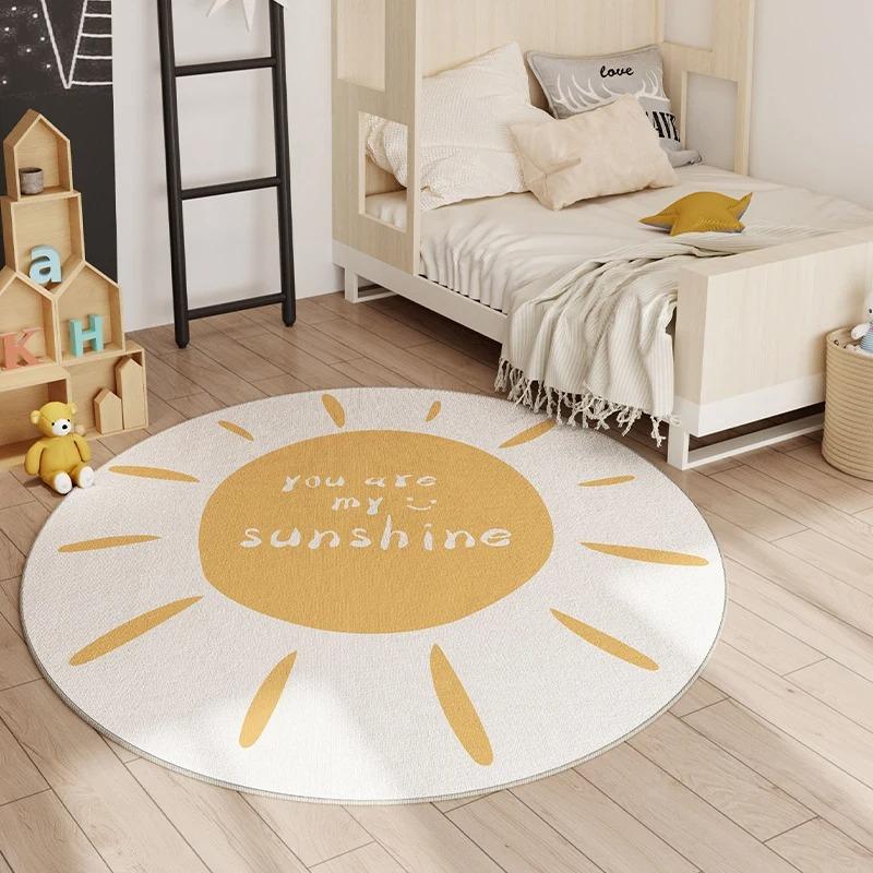 Cute Cartoon Style Rugs for Bedroom Round Hopscotch Children's Mat Soft Non-slip Nursery Carpet Washable Children Crawling Rug
