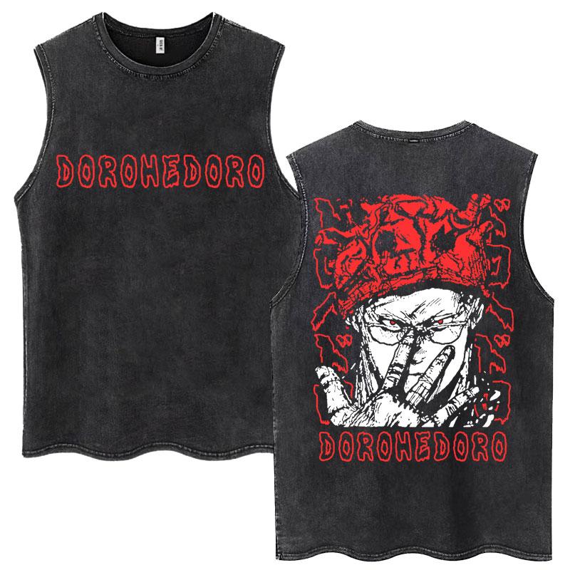 

Anime Dorohedoro Kaiman Vintage Washed Tank Tops Harajuku Manga Sleeveless T Shirt Men Women Cotton Loose T-shirt 3XL