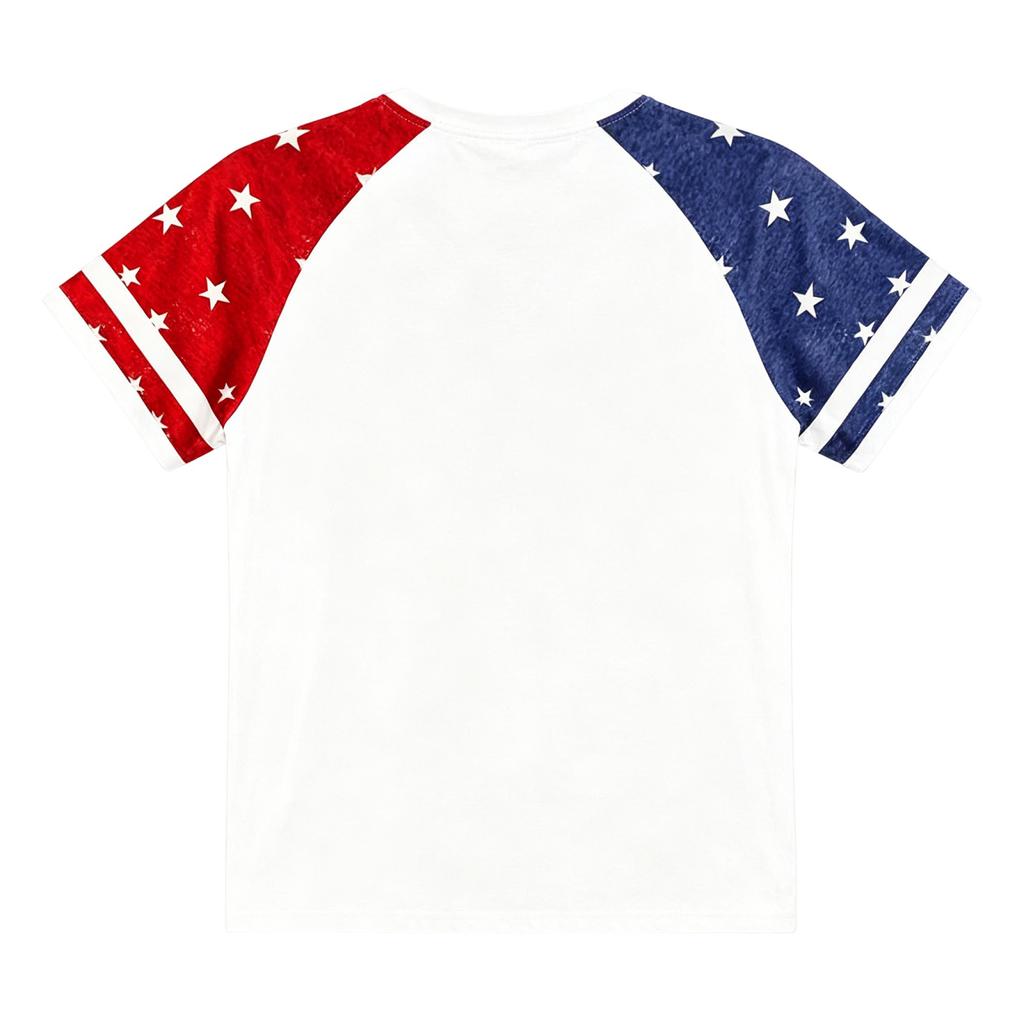 Kids Independence Day Print Crew Neck Short Sleeve Casual T Shirt Lightweight Comfortable Summer Tee Top for Boys Girls