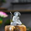 1Pcs Aquarium Mini Fisherman Statue Asian Zen Home Decoration Fish Tank Garden Sitting Fishing Sandstone Vintage Ornament