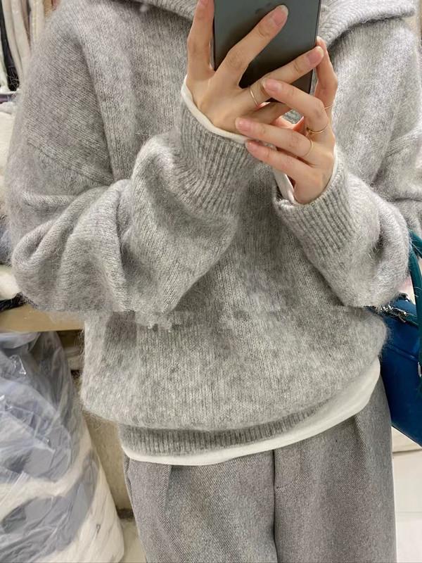 2025 Autumn/Winter Women's Wool Polo Collar Sweater, Korean Lapel Style, Versatile Solid Color Knitwear