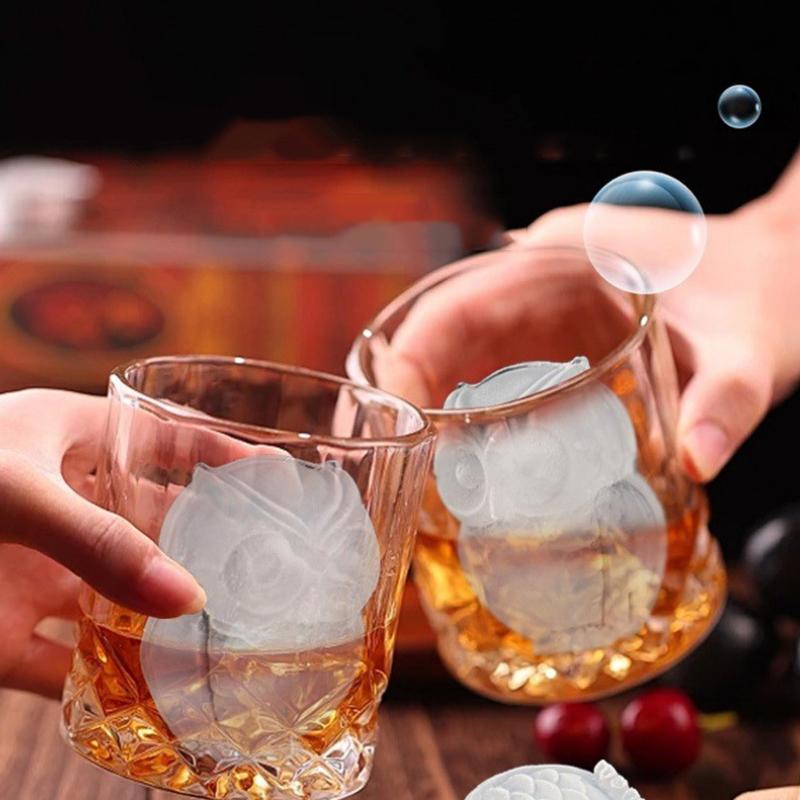 Cute Owl Ice Cube Mold, Owl Shapes Ice Cube Tray, Silicone Ice Mold Fun Shapes, Make 4 Large Owl Ice Balls