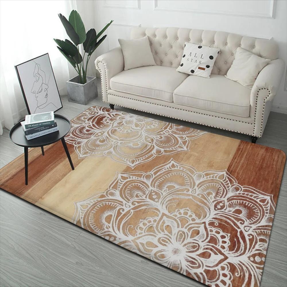Mandala Flower Pattern Floor Mat Floor Mat INS Style Soft Bedroom Floor House Laundry Room Mat Anti-skid Household Carpets