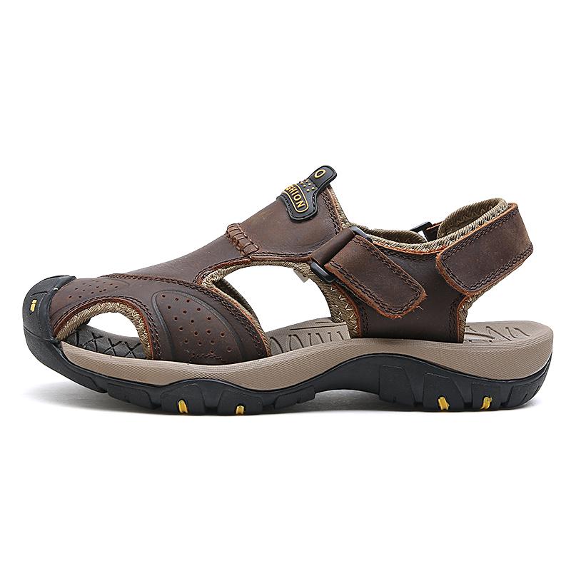 Summer Men Sandal Leather Mens Casual Shoes Outdoor Men Leather Sandals for Men Beach Shoes Roman Shoes Plus Size 38-48