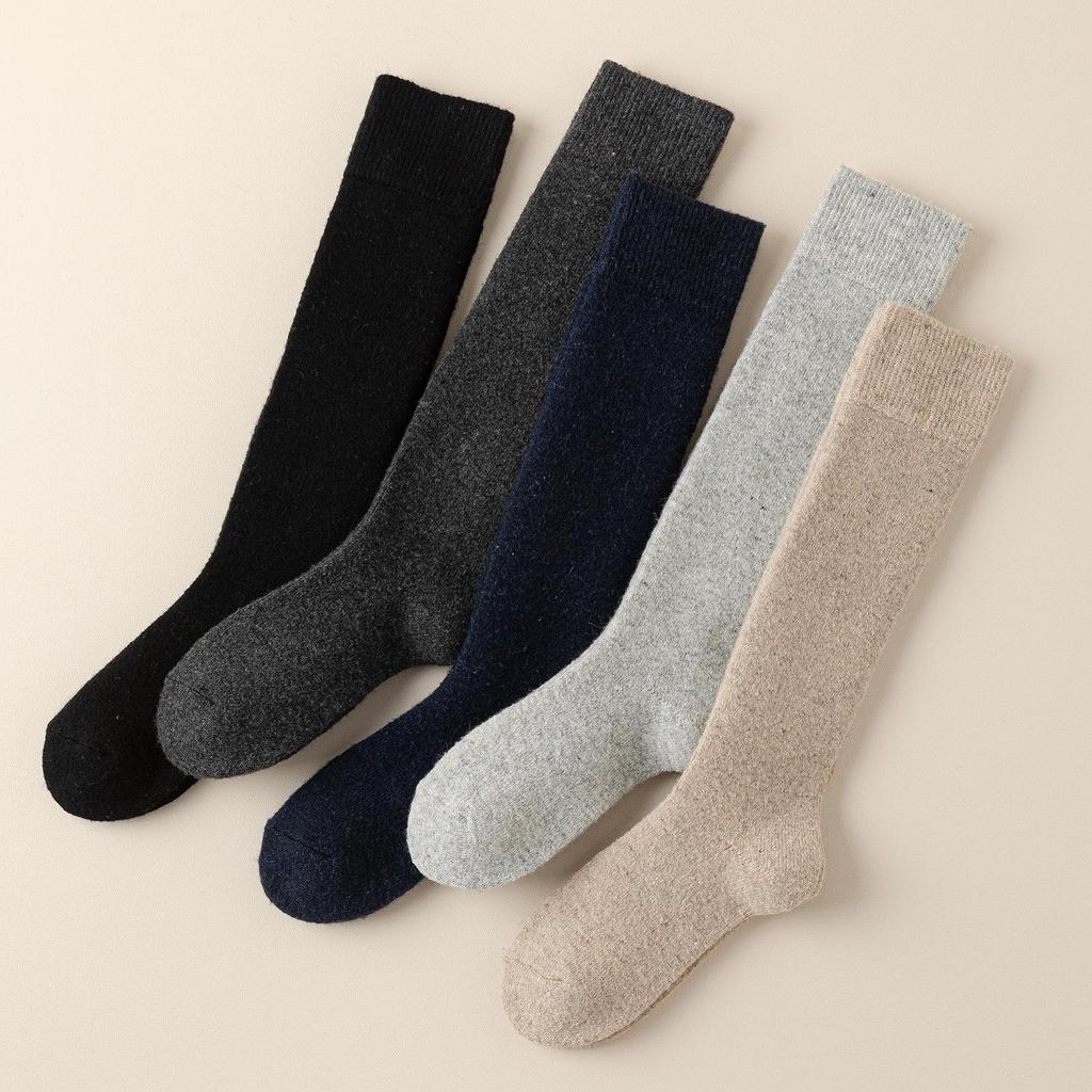 Men's Thick Wool Socks - Warm, Long, High-Top, Plus Velvet for Autumn/Winter