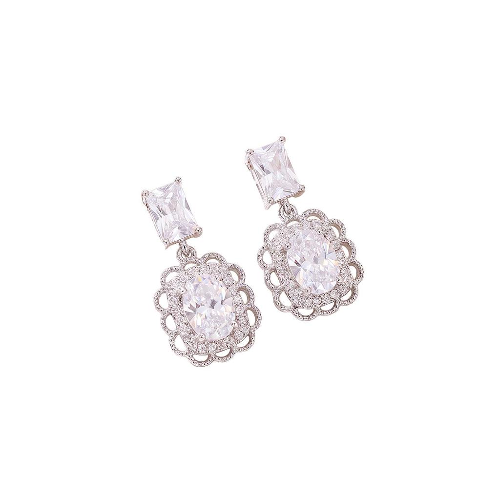 Copper-Plated Gold Geometric Zircon Stud Earrings: Exquisite High-End Jewelry for Women
