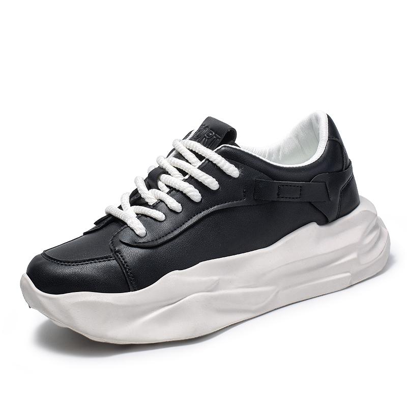 

Chunky Sneaker Men Soft Sole Running Shoe Fashion Casual Genuine Leather Cowhide Mesh Breathable Height Increased Platform Shoes