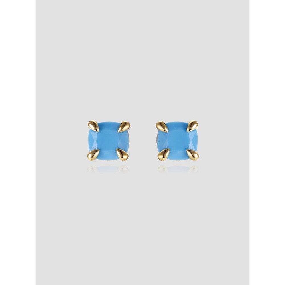 Turqouise Giant Prong Earrings_Gold